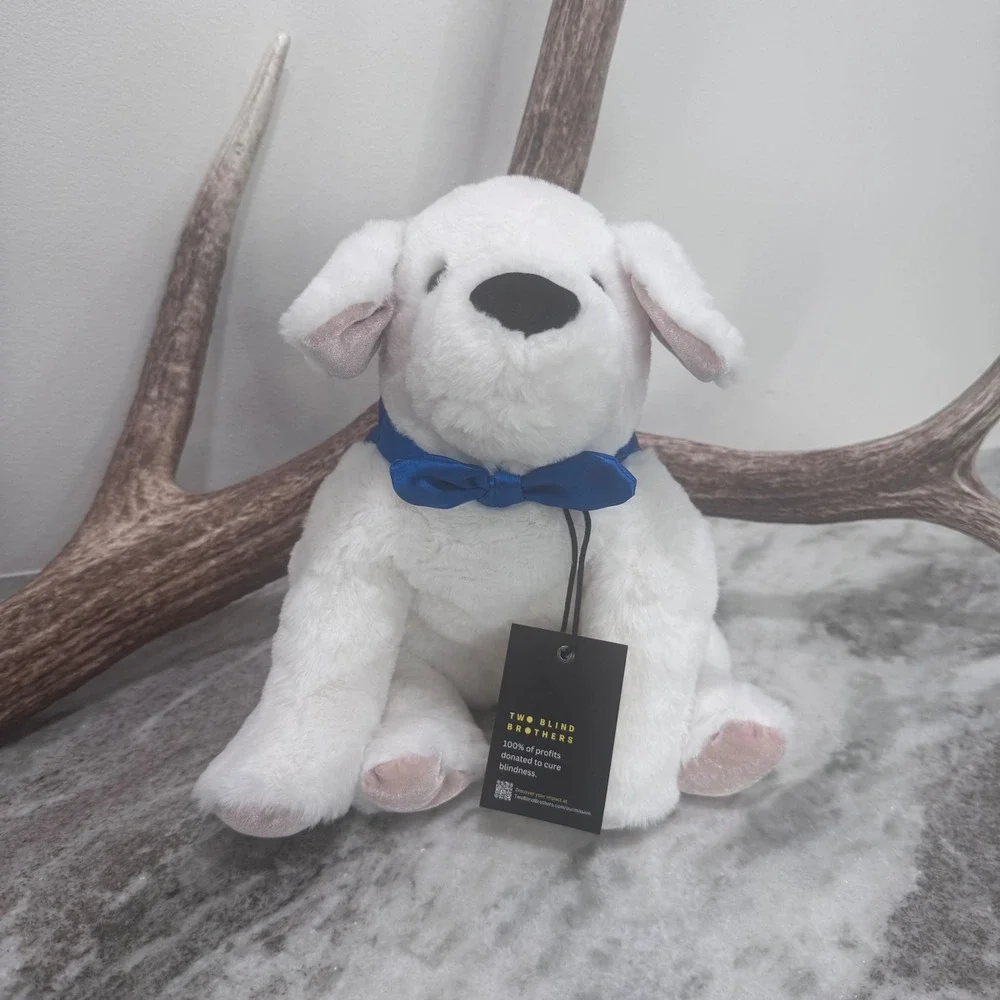 Two Blind Brothers Pip the Guide Dog Plush White Puppy Stuffy Blue Cape NWT